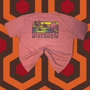 RARE VINTAGE 00s Blue 84 Wisconsin Up North Soft Salmon Graphic Tee — LARGE
